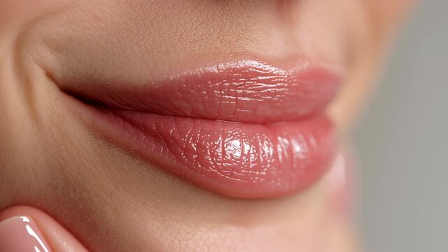 Sexy lips kissing in neon UV disco concept. Close up of soft natural lips with smooth skin and subtle shine for beauty and skincare concept