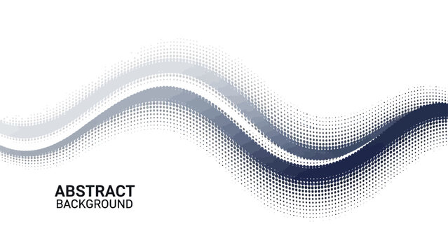 Abstract blue and gray wave background with halftone dots