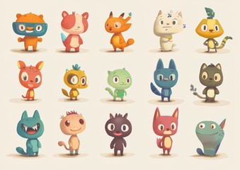 Obraz premium set of funny animals