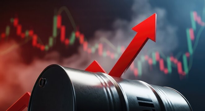 Rising oil prices and market growth a financial chart with an oil drum focus