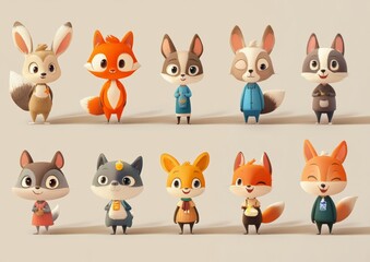 Naklejka premium set of funny animals
