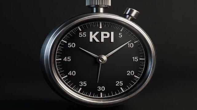 KPI stopwatch animation 3d metallic clock face time management business productivity deadline success concept footage