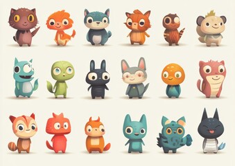 Obraz premium set of funny animals