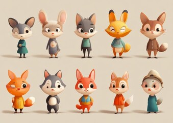 Obraz premium set of funny animals