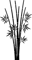 Obraz premium Minimalist black bamboo plant silhouette isolated on white background