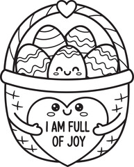 Obraz premium Easter basket with joyful heart and eggs