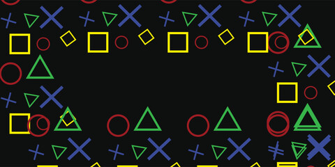 Background design with game console symbol pattern. Icons triangle, circle, cross and square. Game controller © achtopik
