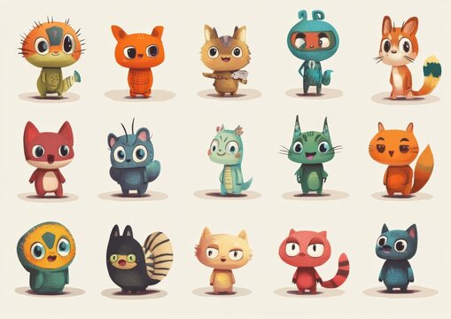 set of funny animals