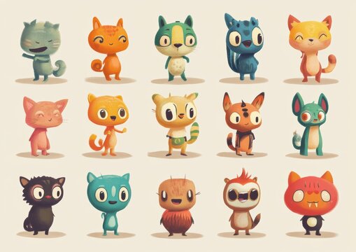 set of funny animals