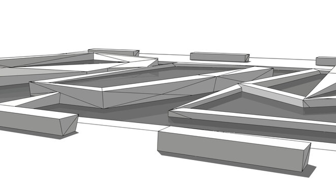 Modern Architectural Rendering with Abstract Geometric Forms