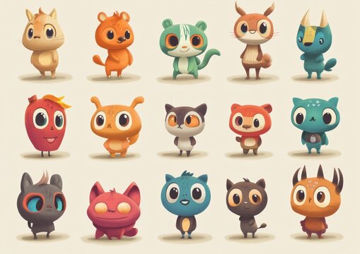 set of funny animals