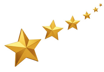 Obraz premium Five golden stars isolated on transparent background