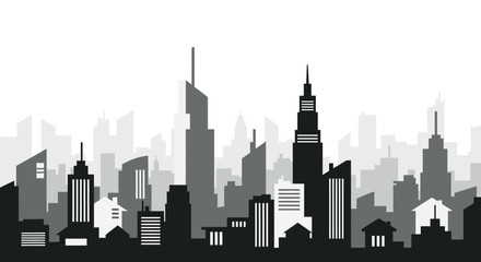 Fototapeta premium Minimalist modern city skyline silhouette vector illustration