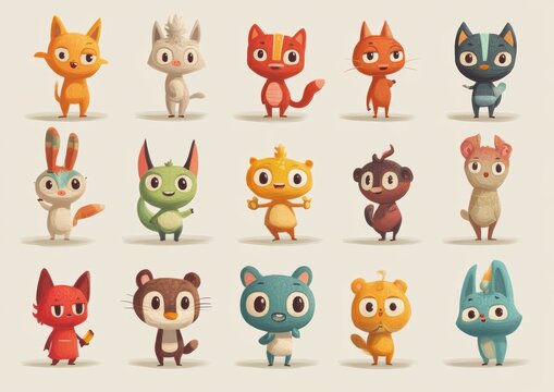 set of funny animals
