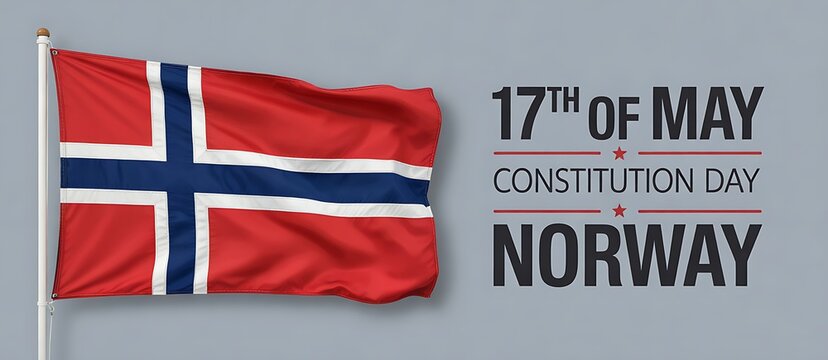 Norway flag on 17th of may constitution day celebration background