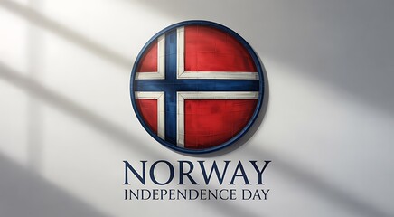 Naklejka premium Norway independence day with flag on gray background