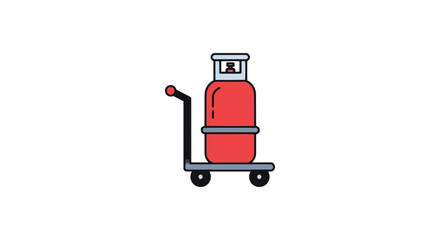 Obraz premium Gas cylinder transport cart creative colorful shapes illustration
