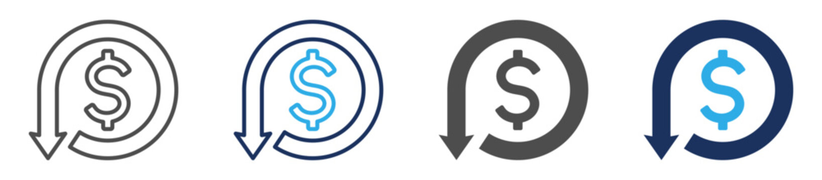 cost reduction icon set multi concept