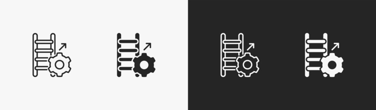 Set of Improvement icon in black and white collection