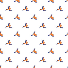 Fototapeta premium Flying parrots pattern with vibrant orange and blue birds