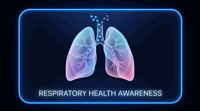Digital Illustration of Human Lungs for Respiratory Health Awareness and Medical Education Campaign on Breathing and Lung Function
