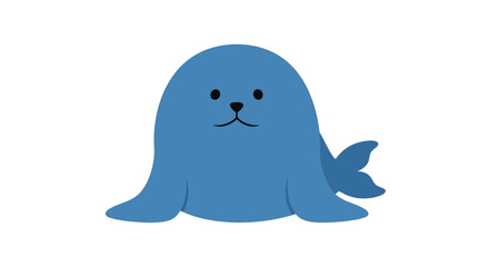 Blue cartoon seal with face. © Supar