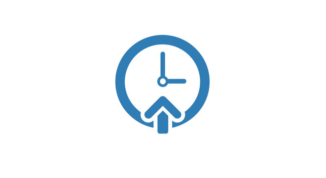 Clock with arrow moving upwards fast.