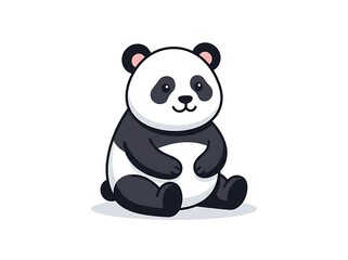Fototapeta premium Cartoon Panda Sitting Upright Illustration