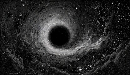 Fototapeta premium Cosmic Black Hole Swirling with Stars and Nebulae in Deep Space.