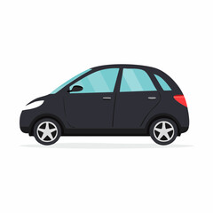 Obraz premium Flat vector illustration of a black hatchback car