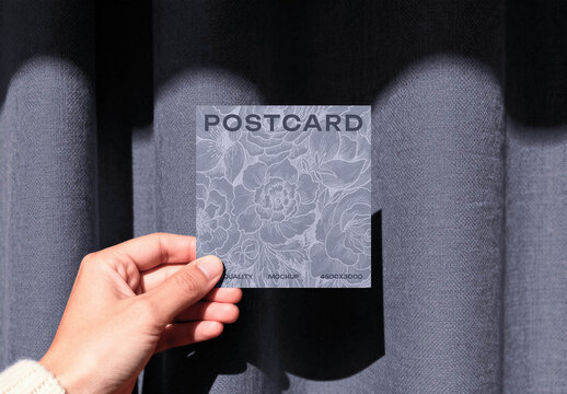 Postcard Mockup &ndash; in Hand Branding Stationery Presentation (PSD)