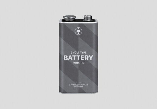 9 Volt Type Battery Mockup &ndash; Isolated Branding Presentation (PSD)