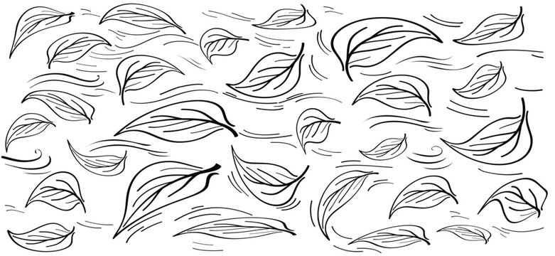 Cartoon falling leaves, autumn siskin. Autumn leaves fall on the ground concept. The symbol of letting go, depression, or change, or in other words, something ends so that something else can begin.