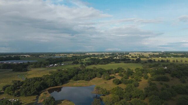 Rural Scene With Greenery Nature Near Gentry, Arkansas, United States. Aerial Shot