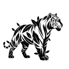 Obraz premium Black and white tiger illustration 1.