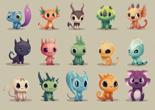set of funny animals