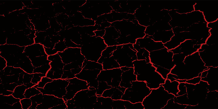 Seamless pattern with volcanic cracks with lava, glowing crevices. Abstract print