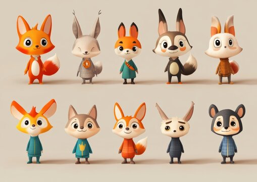 set of funny animals