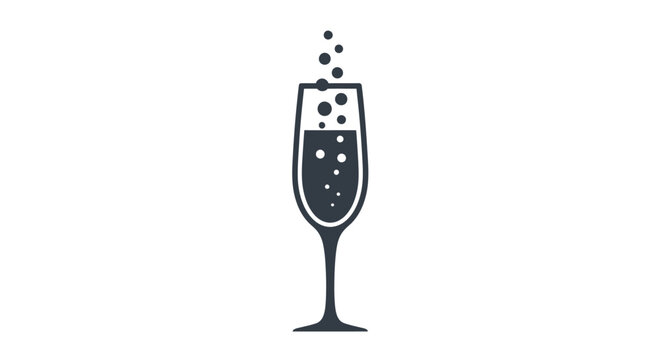 Champagne glass with bubbling drink.