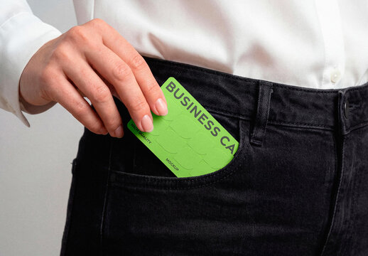 Business Card Mockup &ndash; in Pocket Branding Stationery Presentation (PSD)