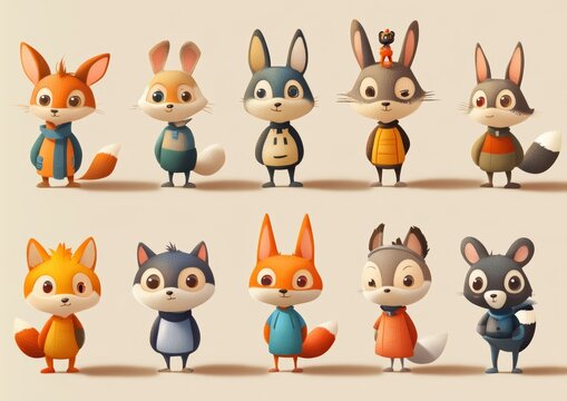 set of funny animals