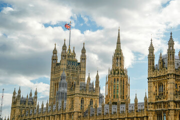 Fototapeta premium Silhouette backlight at sunset of London Famous Westminster uk landmark