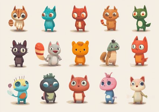 set of funny animals