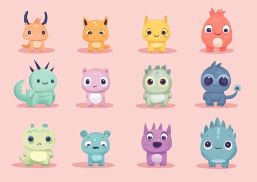 set of funny animals