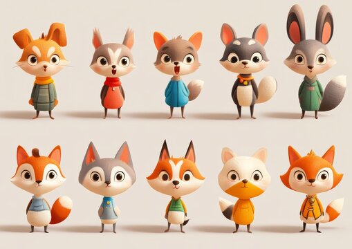 set of funny animals