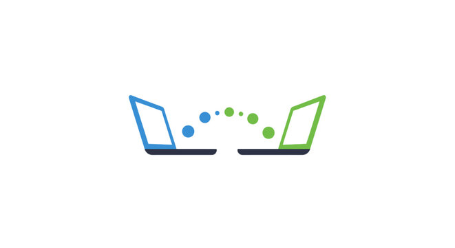 Laptop computers communicating with each other.