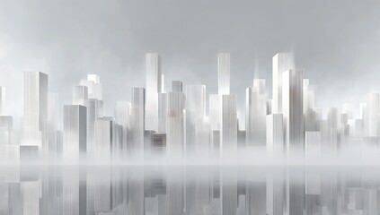 Fototapeta premium Monochromatic Skyline Reflection of Modern City Buildings.