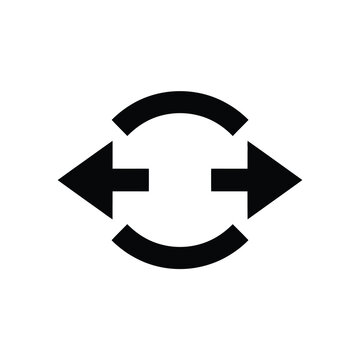 Black and white icon depicting two opposing arrows with a curved line