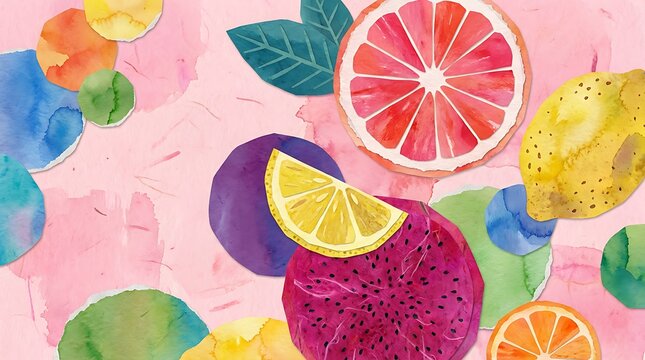 Vibrant watercolor citrus fruits pattern a refreshing and colorful artistic composition for summer designs