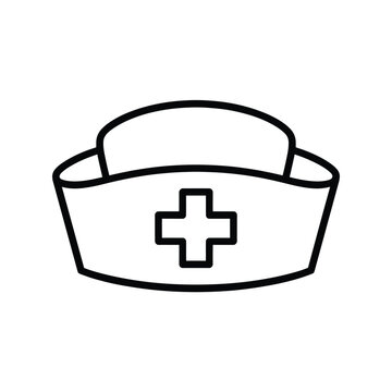 Simple black and white line drawing of a traditional nurse s cap